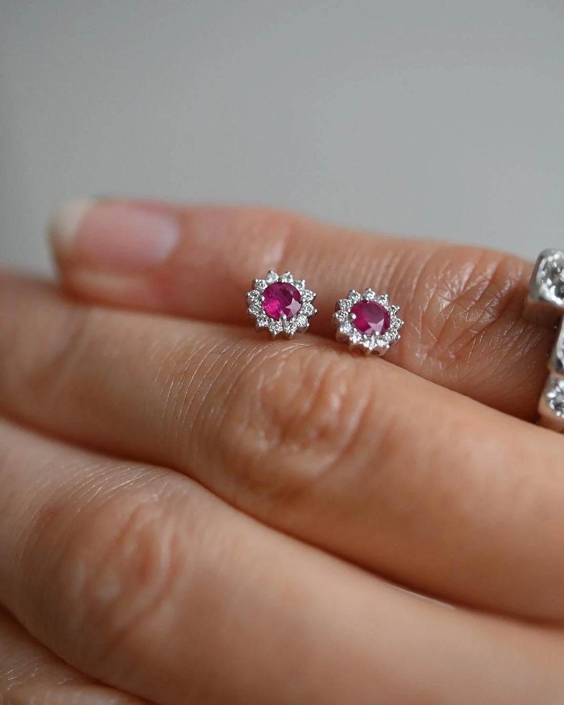 Irresistible Ruby and Diamond Earrings 18K White Gold Estate