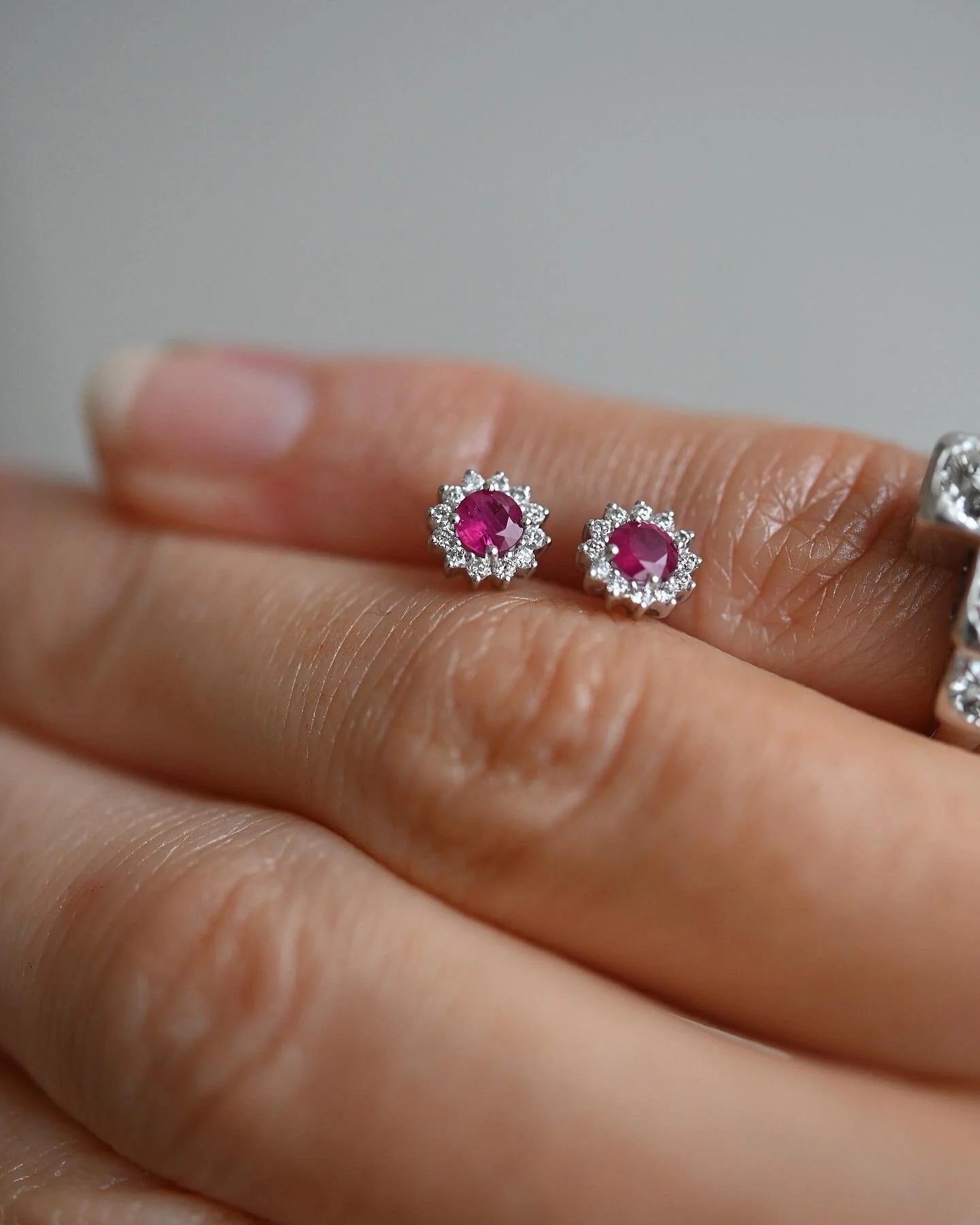 Irresistible Ruby and Diamond Earrings 18K White Gold Estate