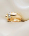Rare Swedish Vintage Ring Princess Cut Diamonds and Heart Sapphire 18K Gold