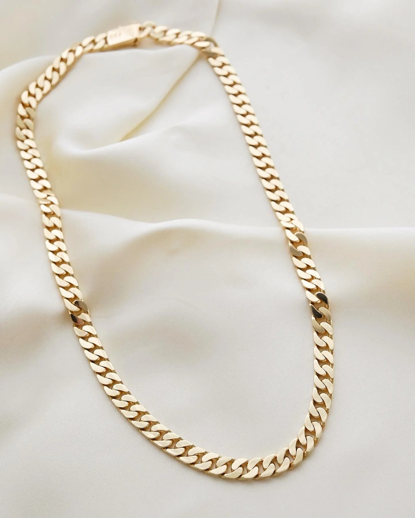 The Ultimate Heavy Vintage Curb Link Necklace 14K Gold