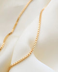 Rare Long Thick Vintage Box Chain Necklace 18K Gold