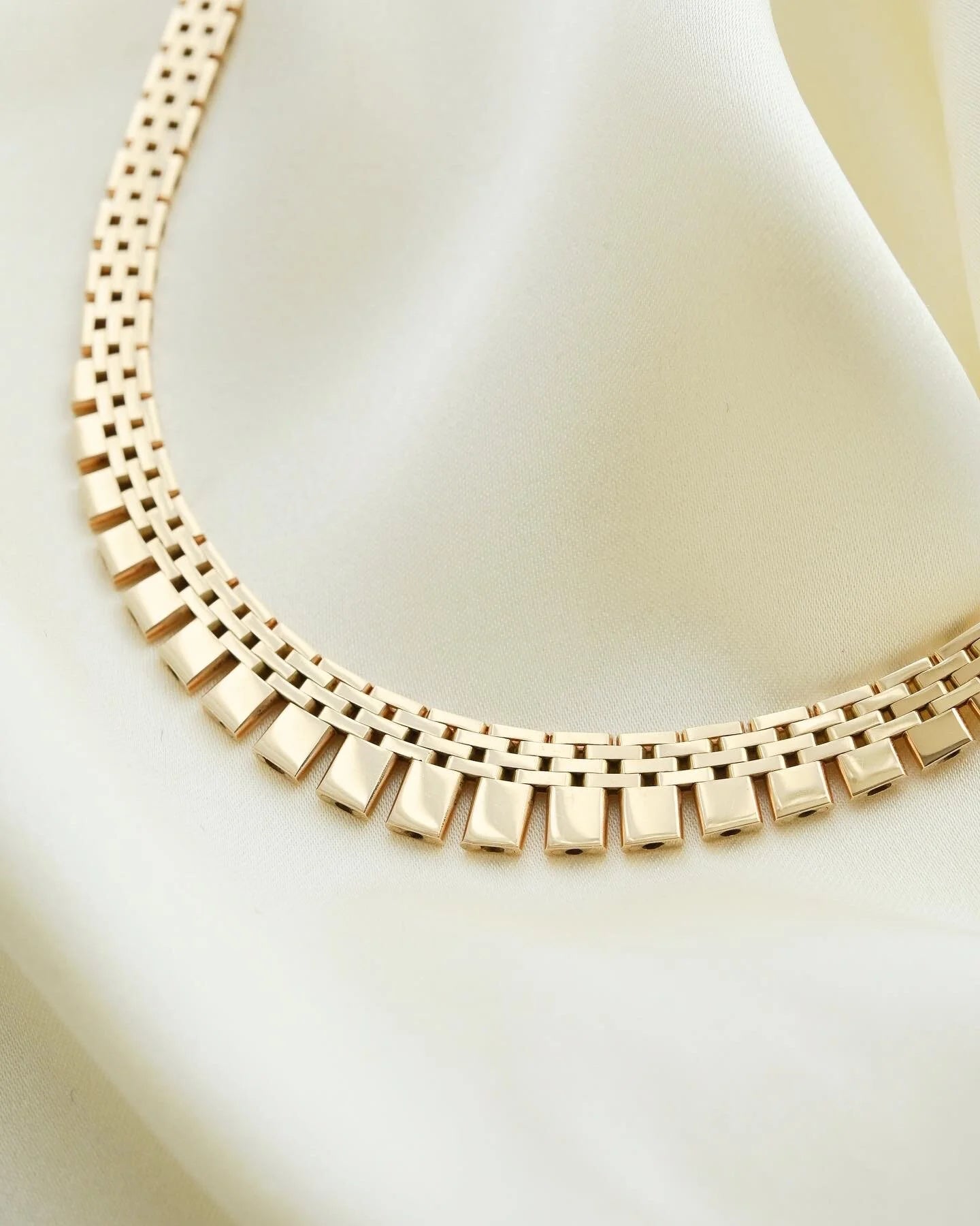 Amazing 30 Grams Brick Link Necklace 14K Gold