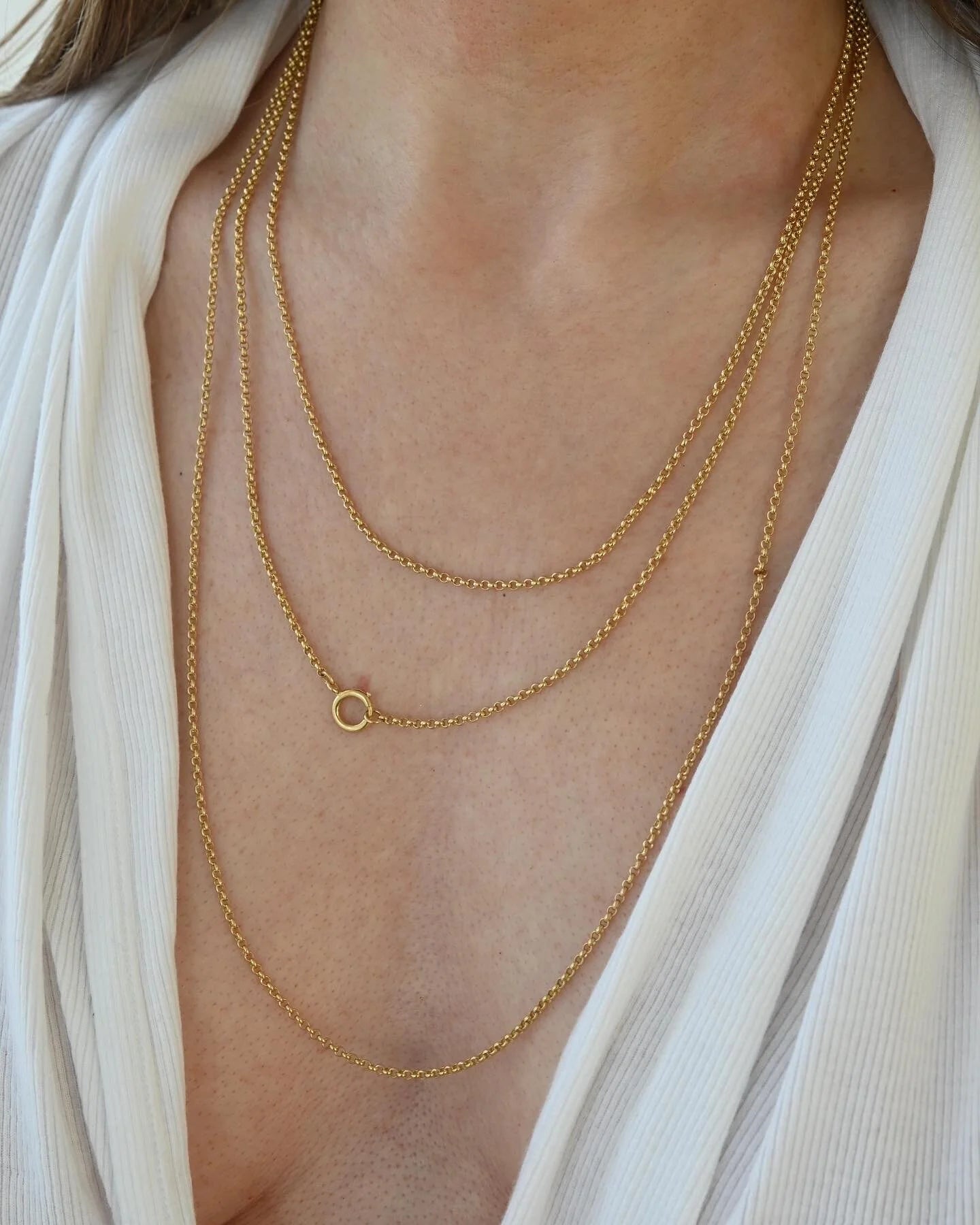 68 Inches / 172 cm Long Antique Belcher Chain w Bolt Clasp 18K Gold