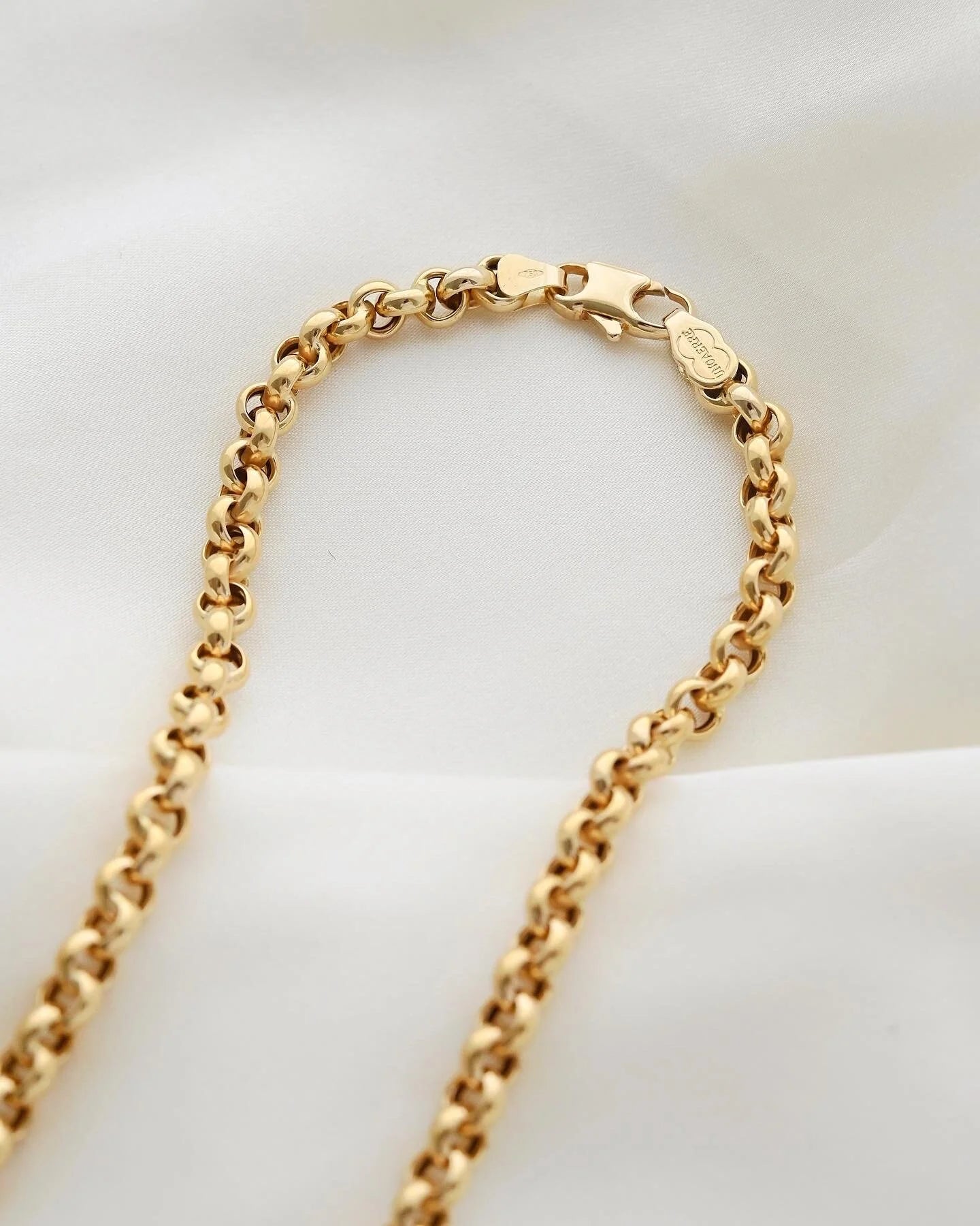 Long 19.5 Inches Italian Vintage Rolo Link Chain 18K Gold