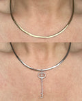 Beautiful Two Sided Herringbone Necklace 14K Gold