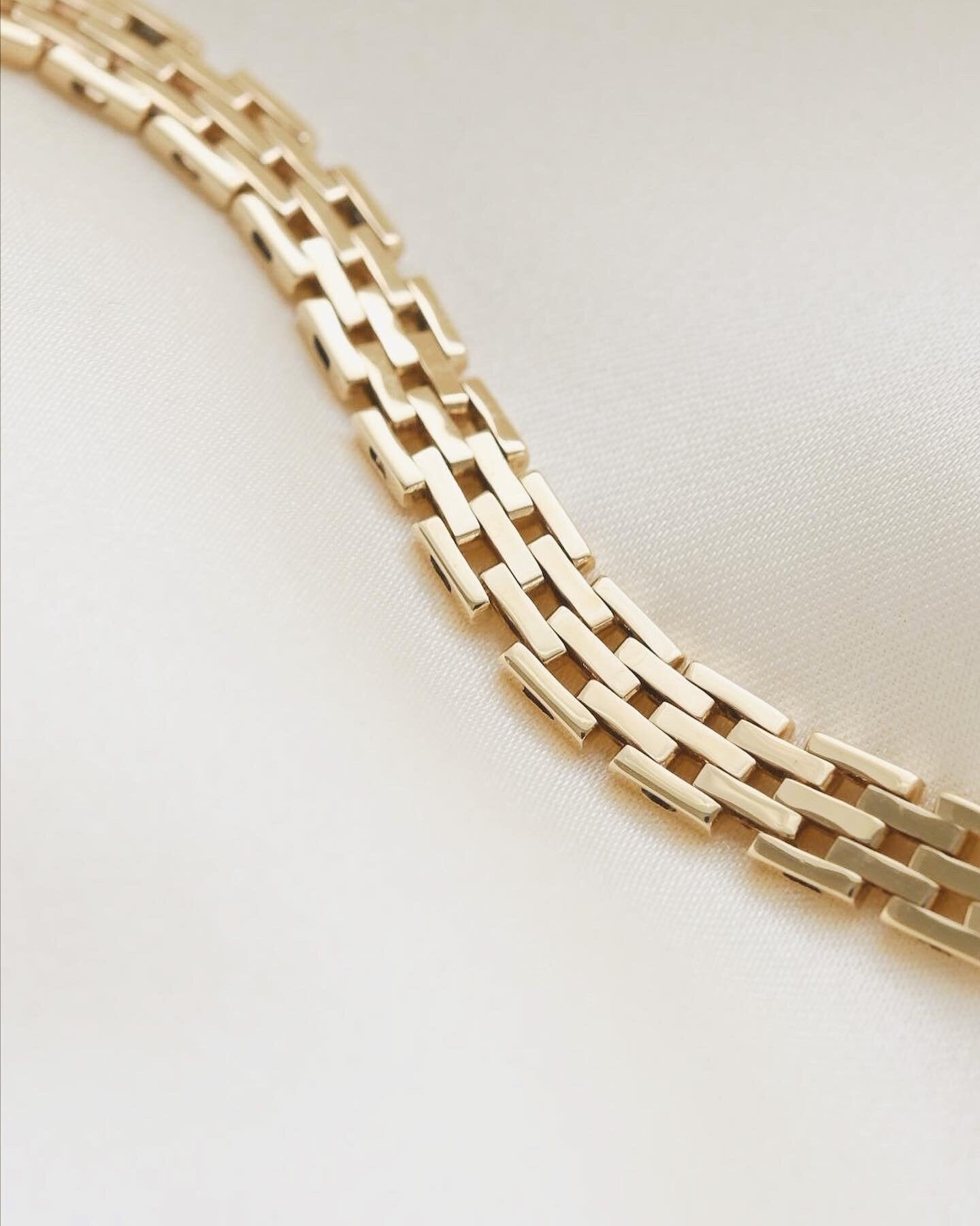 Classic Timeless Danish Vintage Brick Link Bracelet 14K Gold 1960
