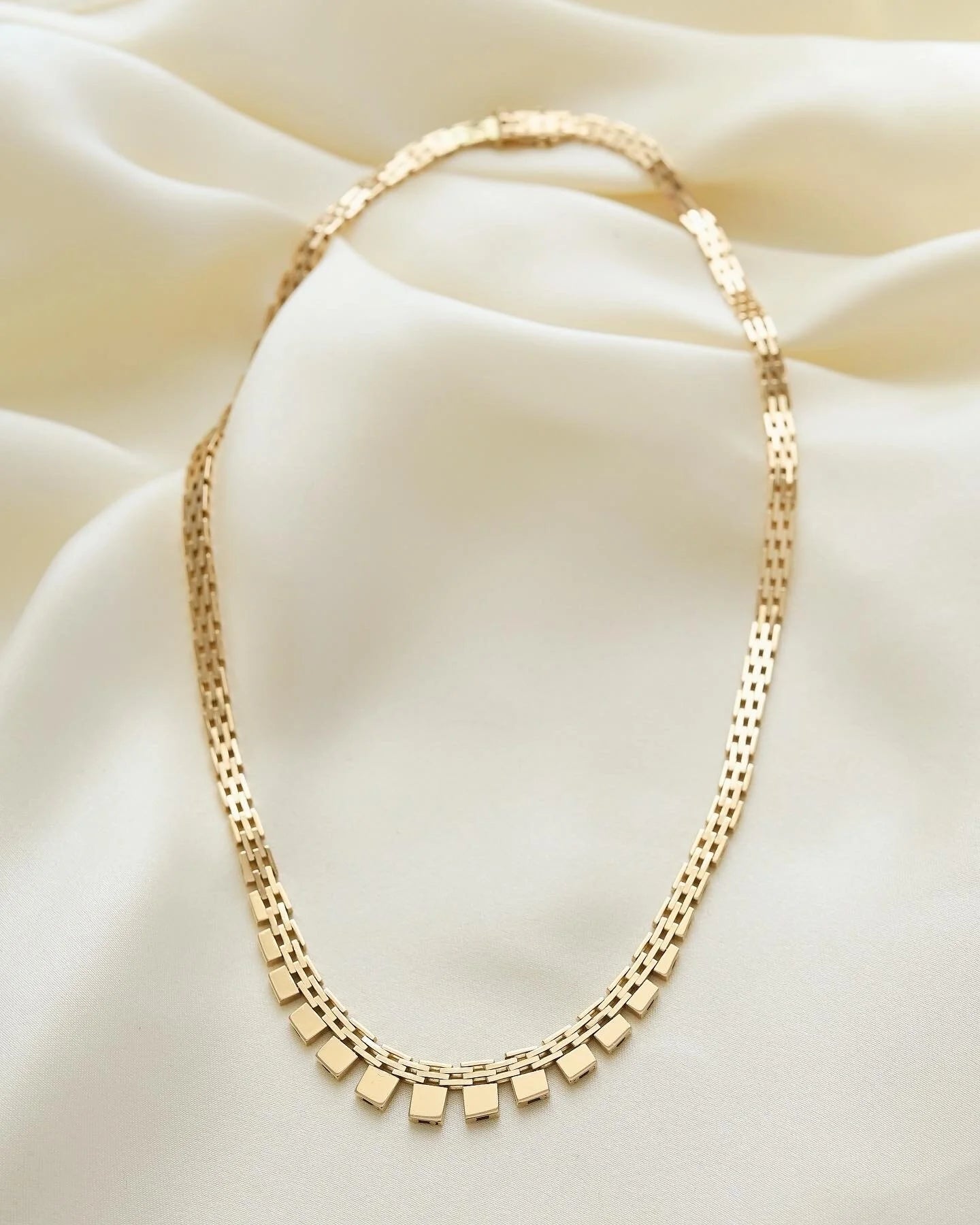 Magical Rare Baby Brick Link Necklace 14K Gold 1970s