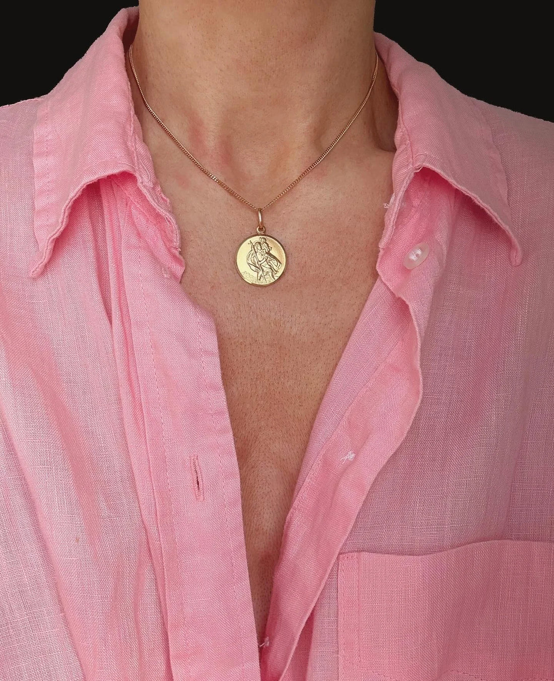 Protective Saint Christopher Vintage Pendant Italy 1991