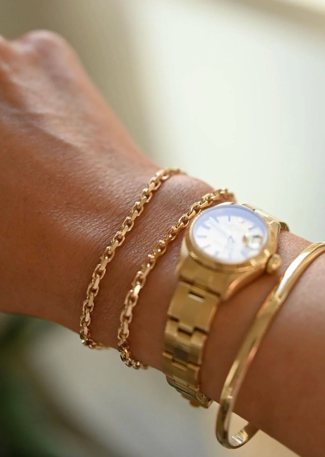 Vintage Biker Link Bracelet Solid Through and Through 18K Gold 1970s