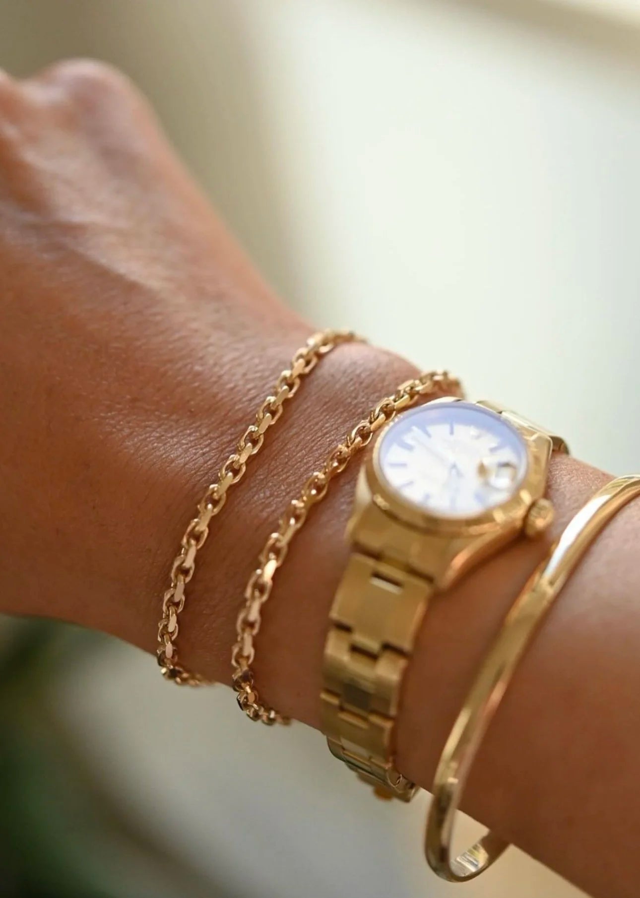 Vintage Biker Link Bracelet Solid Through and Through 18K Gold 1970s