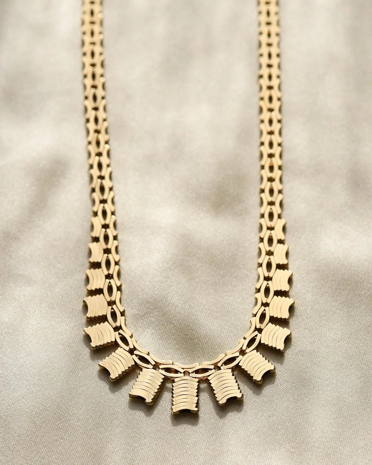 Vintage Fancy Link Chain 14K Gold 1960s