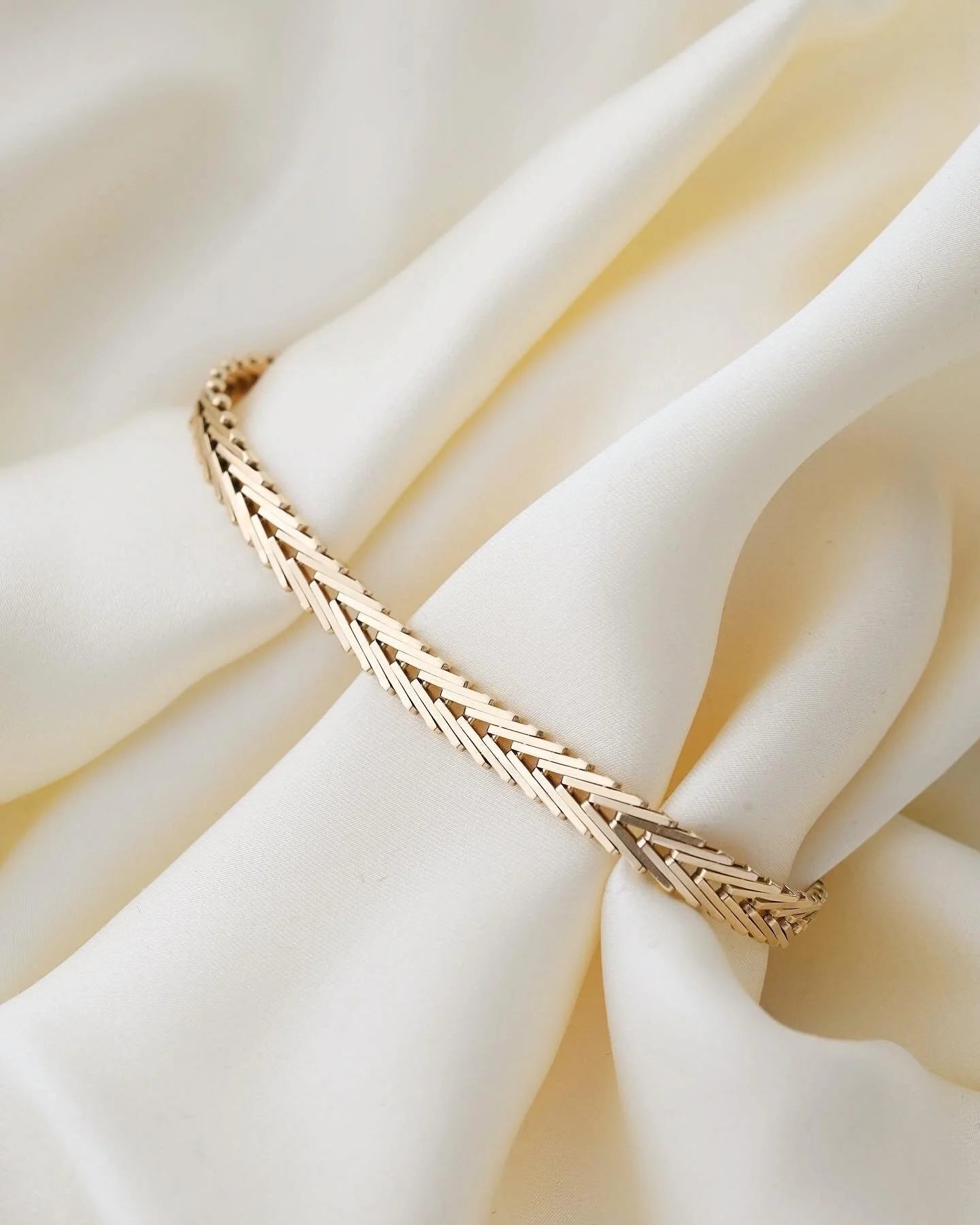 Amazing Danish Vintage Link Bracelet by Ove Fogh Pedersen 14K Gold 1966