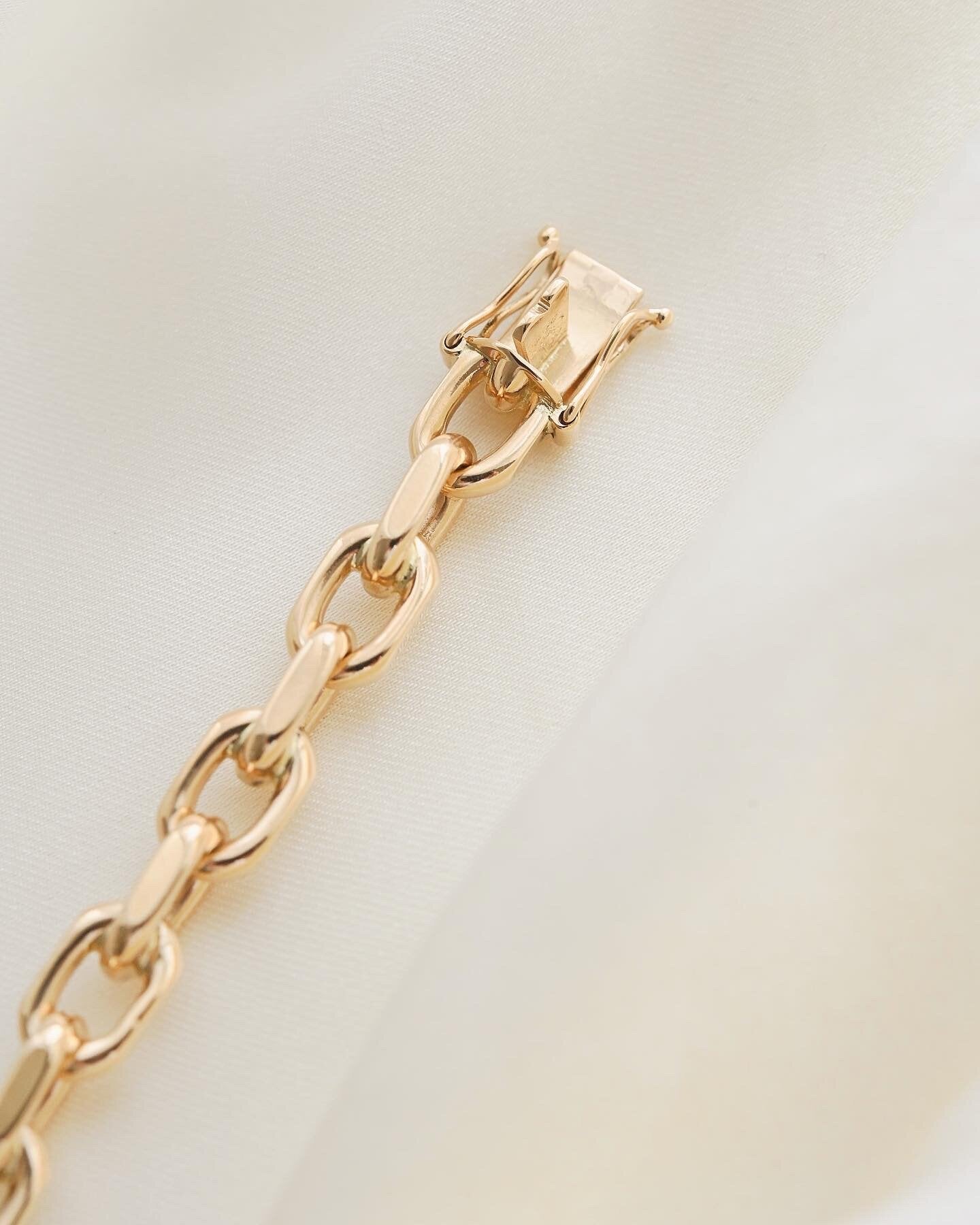 Stunning Danish Vintage Anchor Link Bracelet 14K Gold 1980