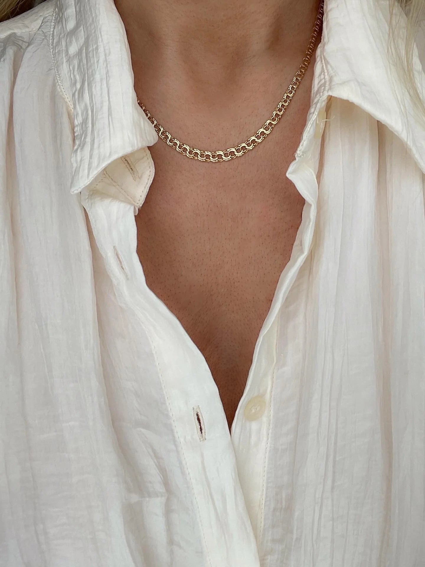 Gorgeous Substantial Link Necklace 18K Gold 1960s