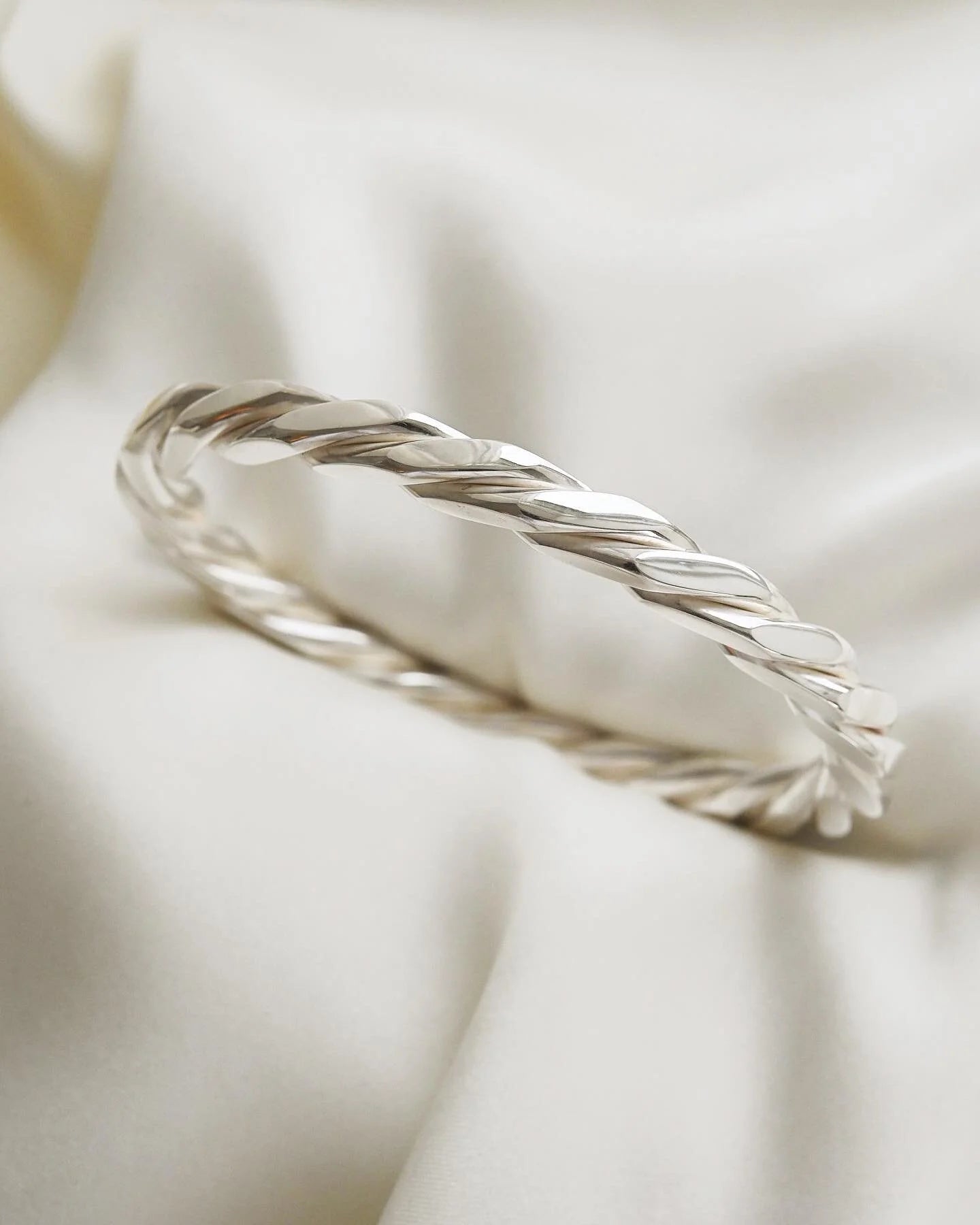 Stunning Danish 60 Grams (!) Vintage Sterling Silver Twisted Bangle