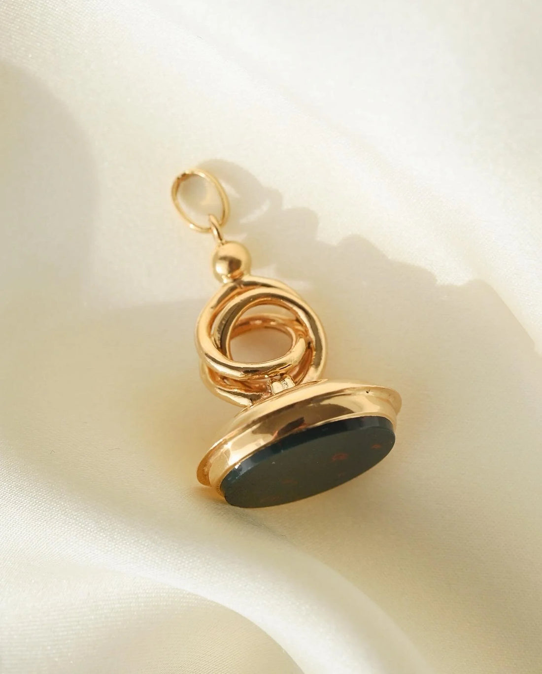 Rare Antique Bloodstone Watch Fob Seal 18K Gold 1910s