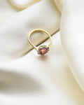 Antique Cluster Ring Tourmaline Diamond x Ruby In Platinum And 18K Gold 1920s