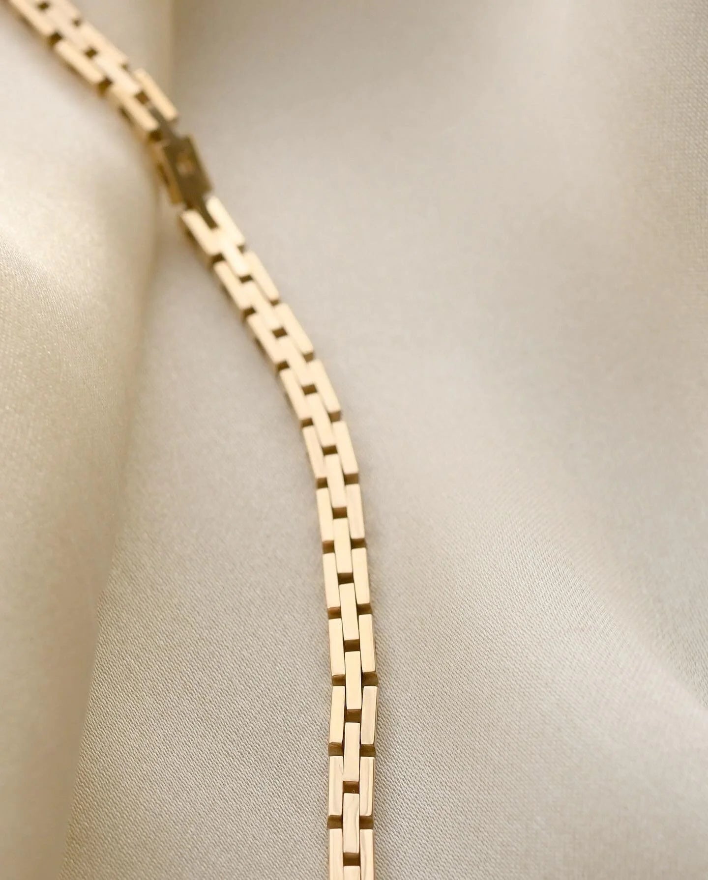 Stunning Danish Brick Link Necklace 14K Gold 1960s