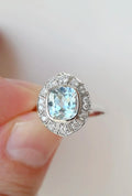 A Vision In Blue Aquamarine x Diamond Halo Ring 18K White Gold