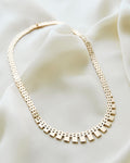 15.15 Inches Graduated Cleopatra Brick Link Necklace 14K Gold 1960