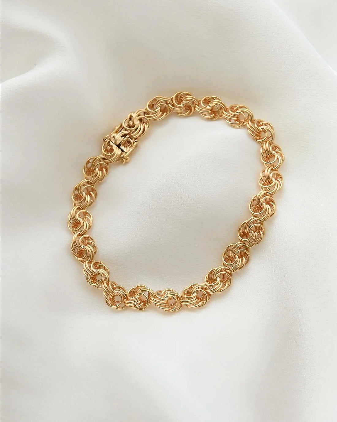 Rare Three Dimensional Knot Link Bracelet 18K Gold 1955 Sweden