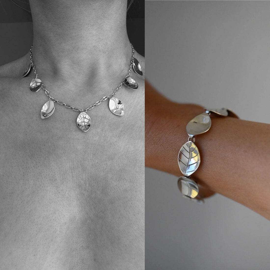Gorgeous Mid Century Vintage Silver Set w Bracelet and Necklace Sweden 1958