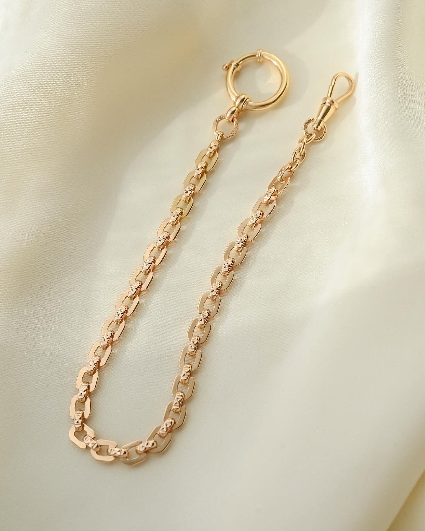 Amazing Rare 10.4 Inches Rose Gold Watch Chain 18K Gold