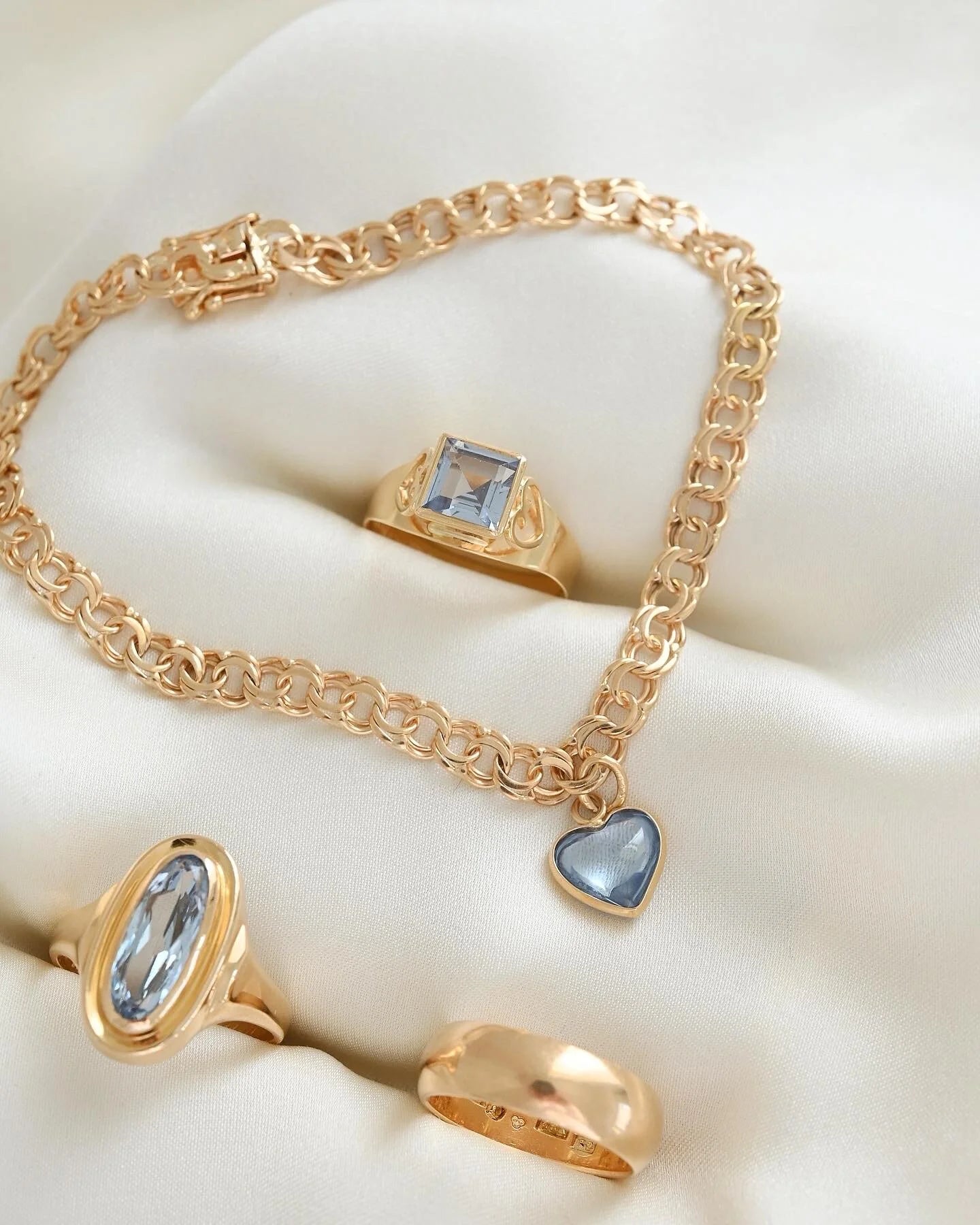 The Blue Collection 18K Gold Bracelet & Rings