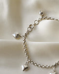 Adorable Victorian Rolo Link Bracelet with Puffy Hearts