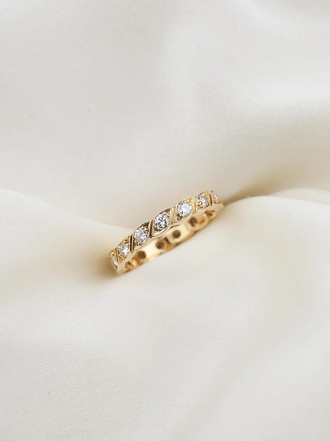 Extraordinary Darling Eternity Diamond Ring 14K Gold 1960s