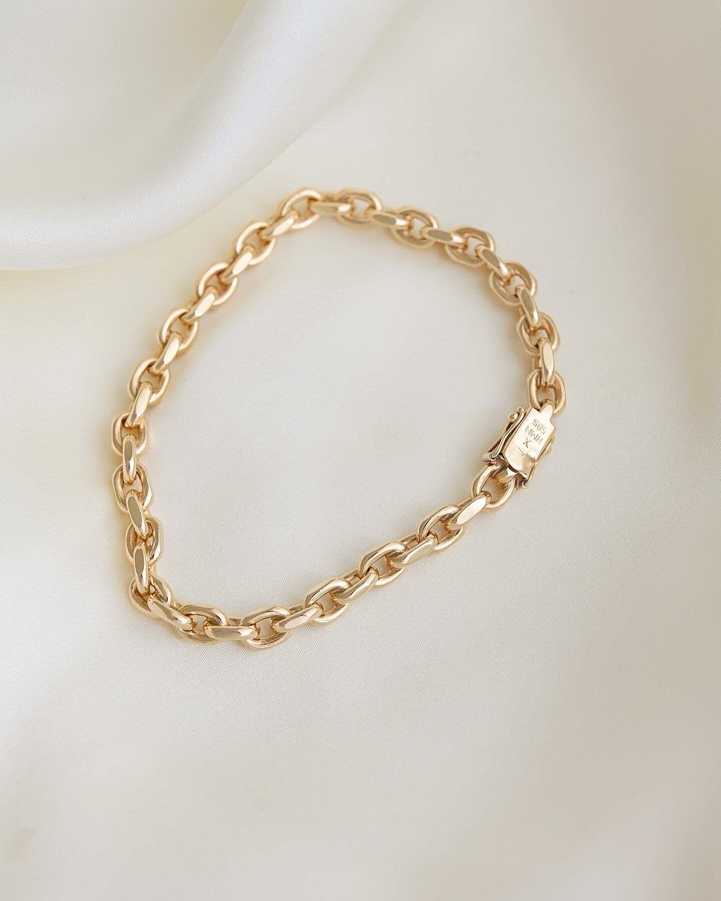 Stunning Danish Vintage Anchor Bracelet 14K Gold 1960s