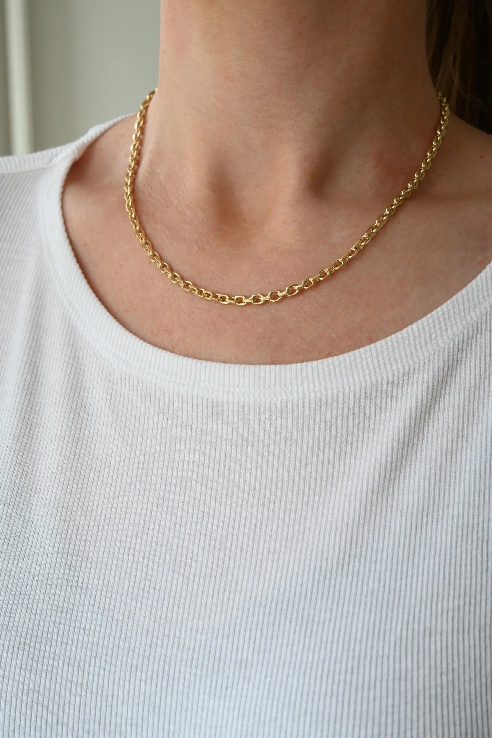 Sublime 17.15 inches Danish Vintage Anchor Chain 14K Gold