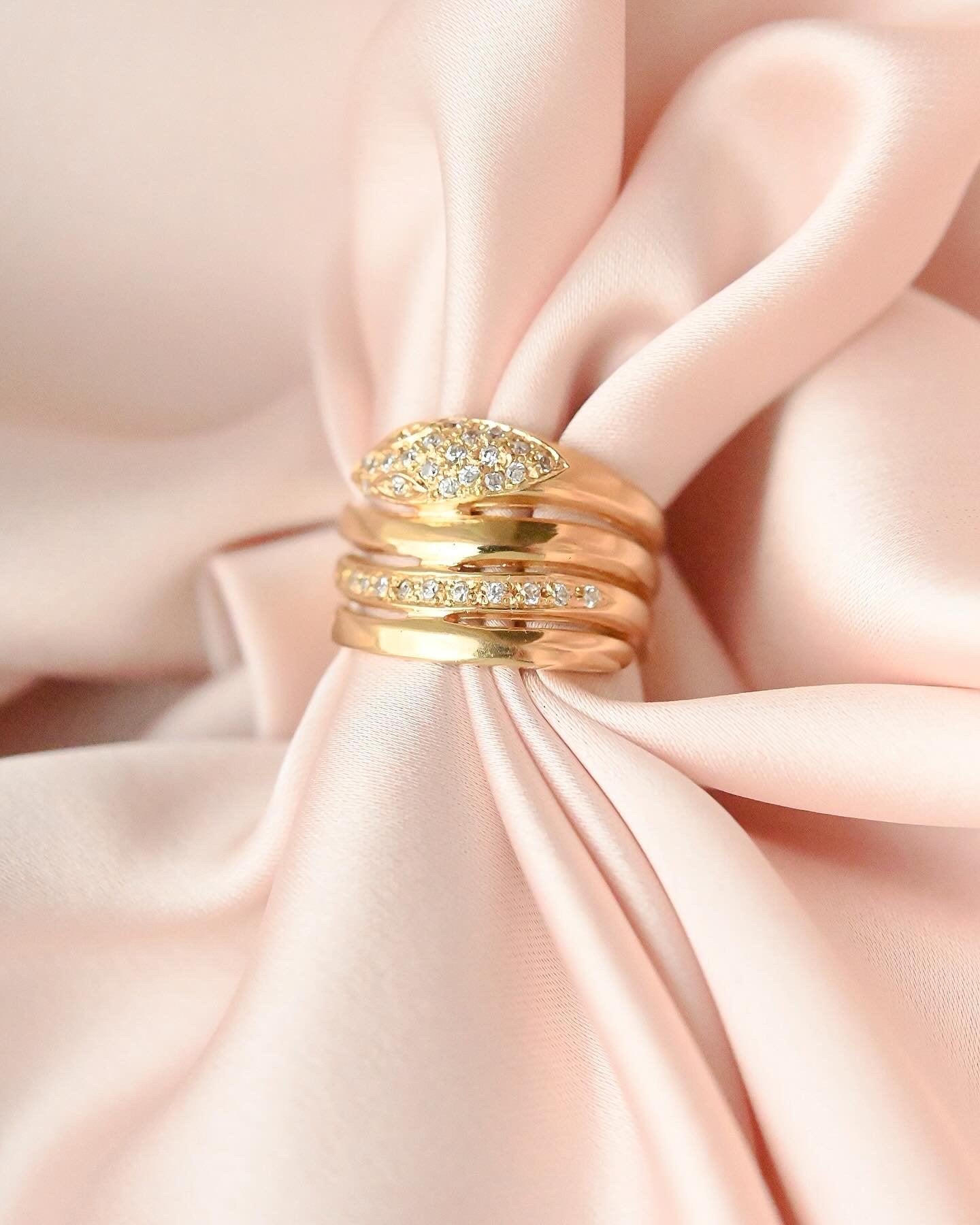 Absolutely Perfect Antique Diamond Serpent Ring 14K Gold