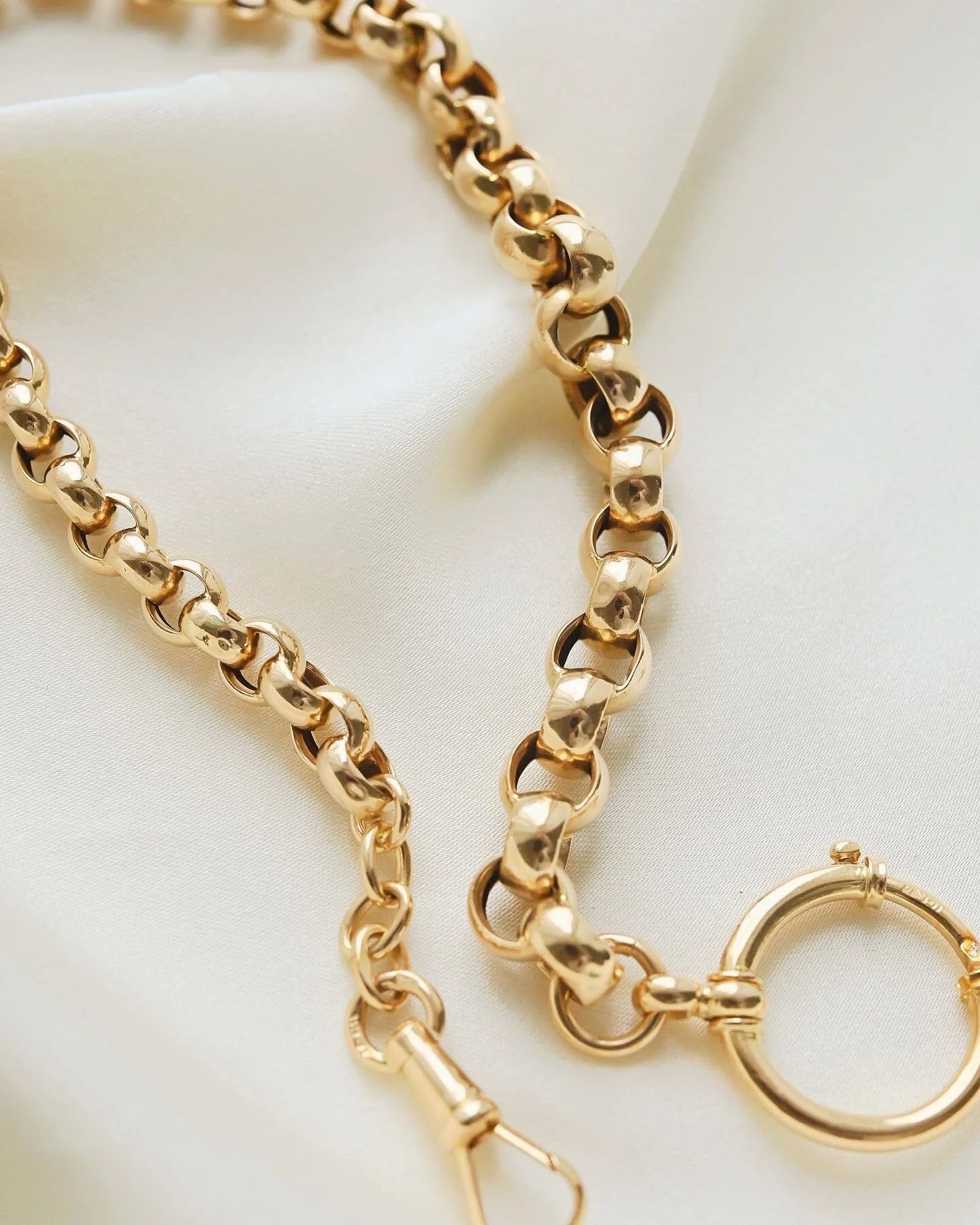 Amazing Antique Jumbo Belcher Link Watch Chain 18K Gold 1910s