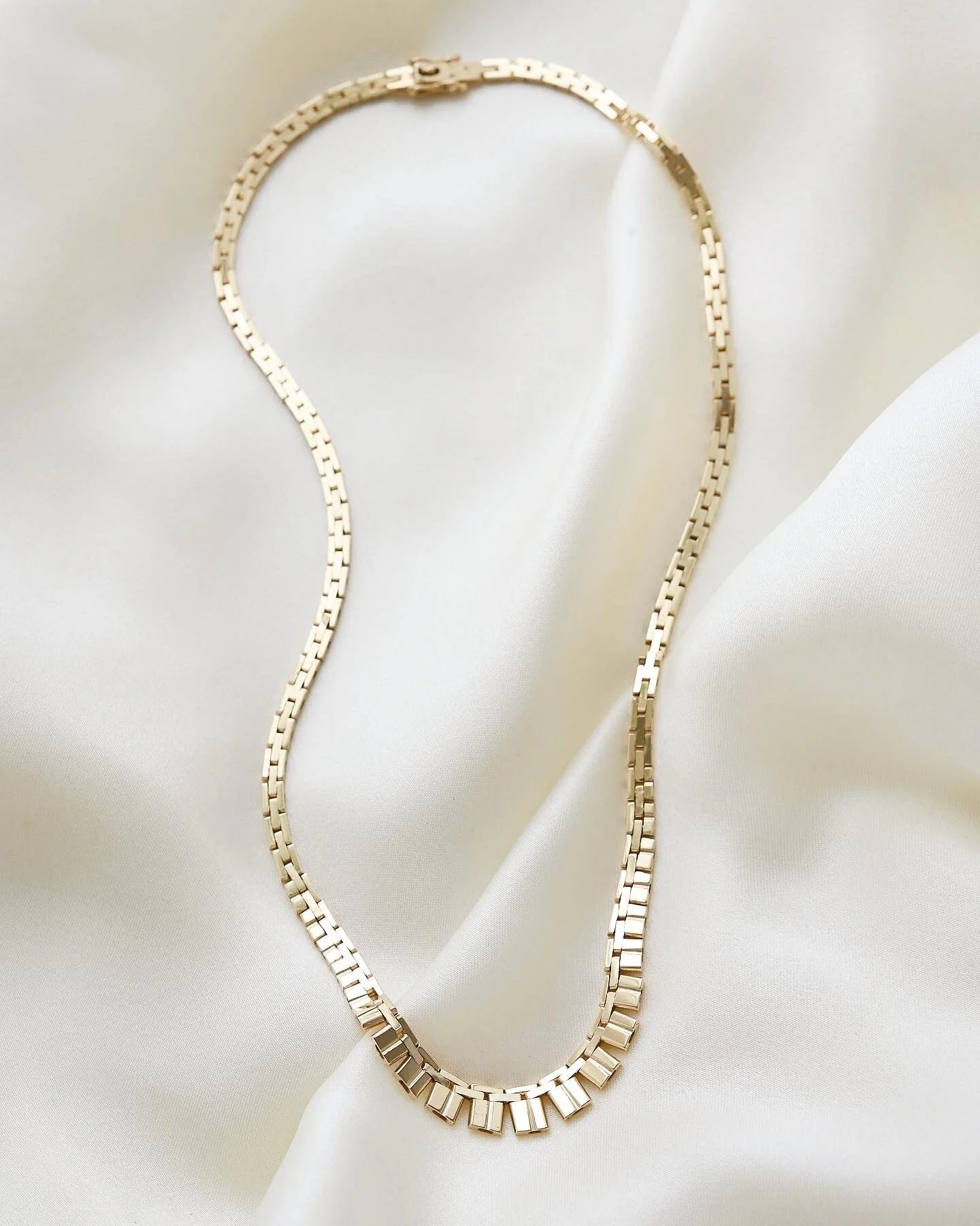 Versatile Vintage Baby Brick Link Necklace 14K Gold