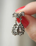 Perfect Antique Rose Cut Diamond Earrings Silver