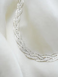 Stunning Braided Herringbone Two Sided Vintage Necklace Sterling Silver