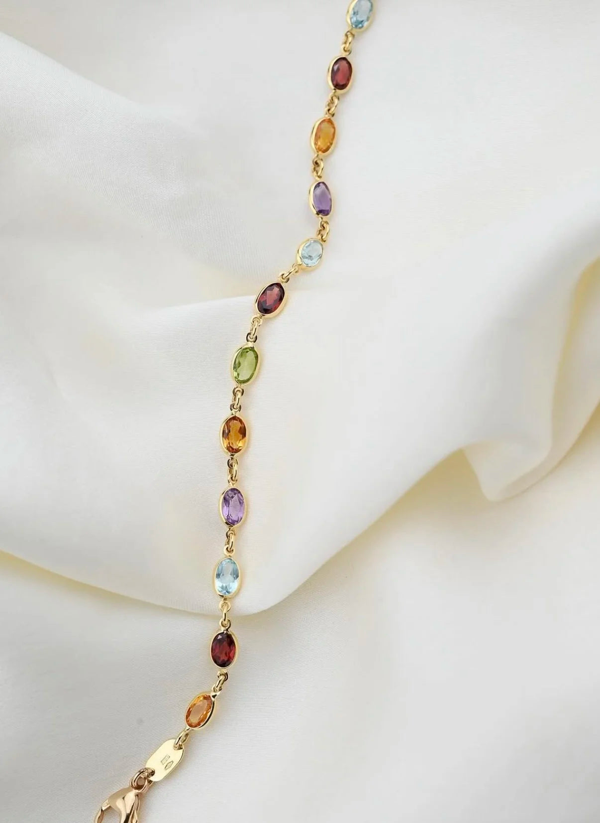 Exquisite Vintage Harlequin Bracelet w Topaz and More 18K Gold Italy