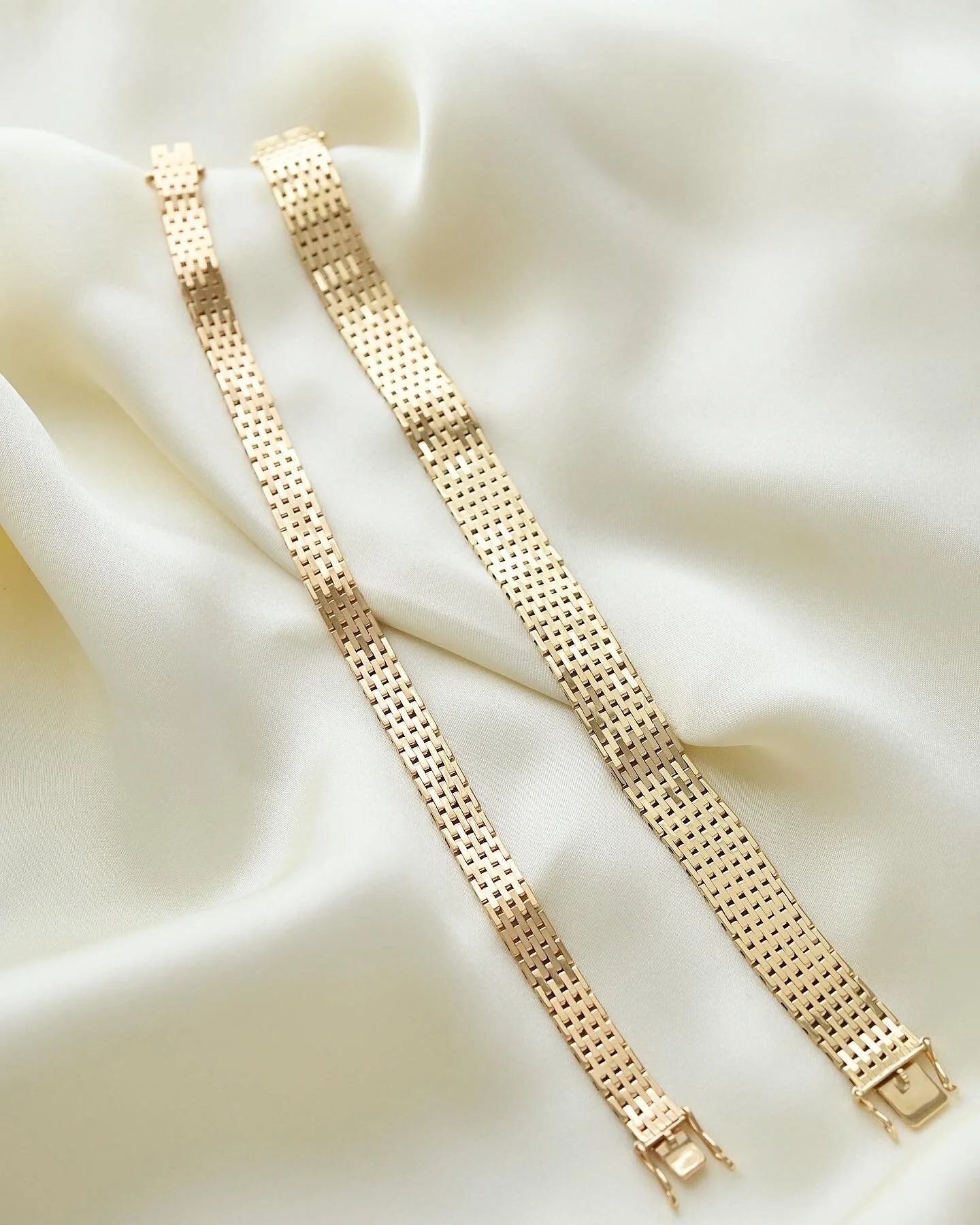 Sublime Wide Brick Link Bracelet 14K Gold