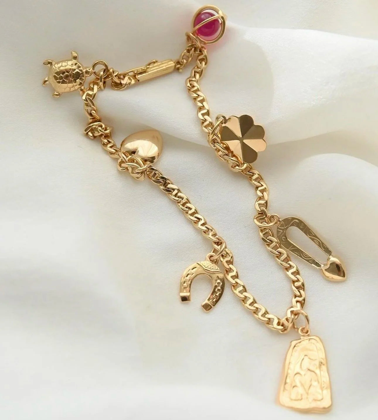 Gorg Vintage Mariner/Gucci Link Charm Bracelet 18K Gold