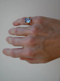 Striking Blue Emerald Cut Spinel Ring 1940 Sweden 18K Gold