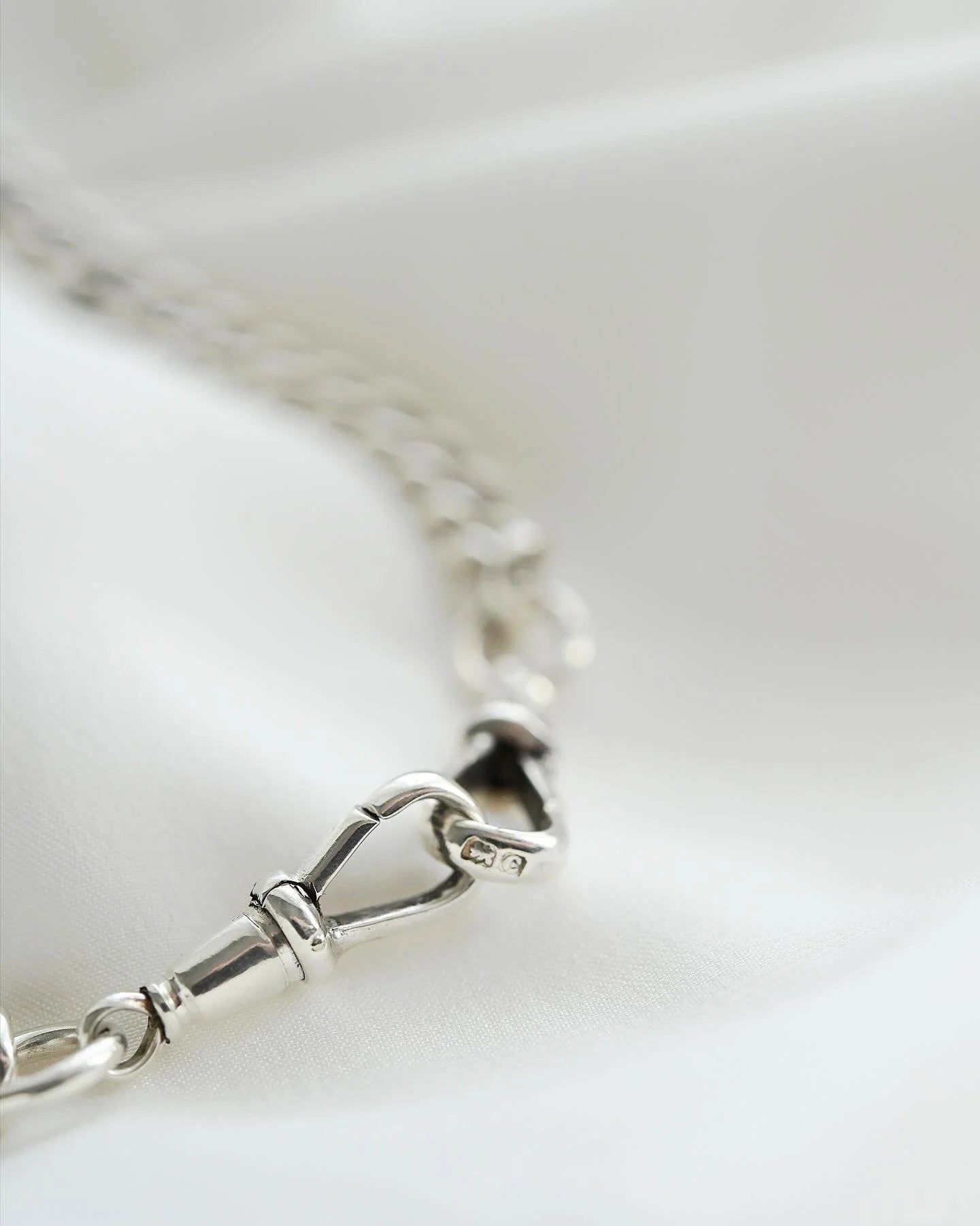 Antique English Silver Watch Chain Necklace 1912
