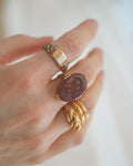 Huge Antique Carnelian AR or RA Signet Ring 18K Gold 1932