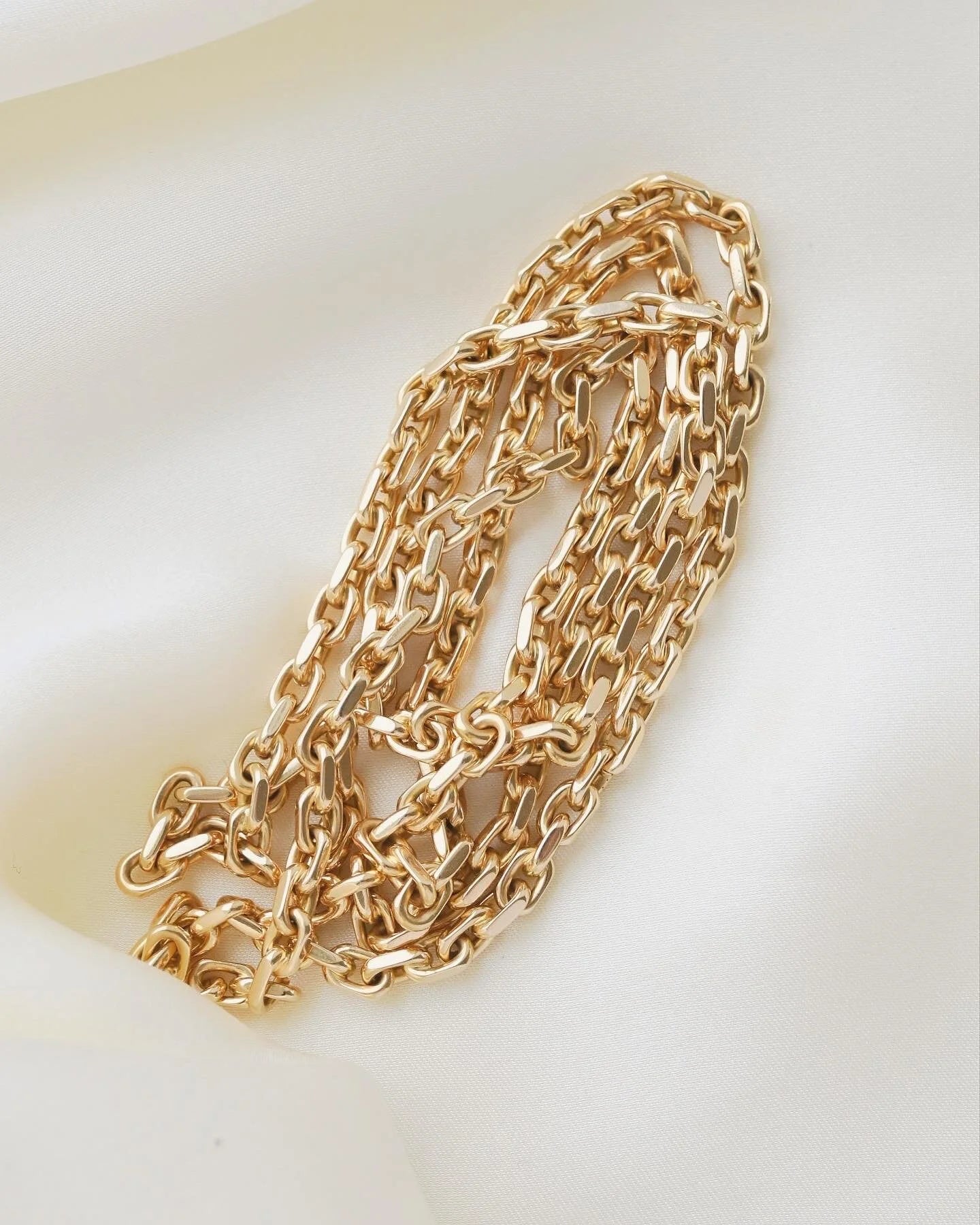Ultra Long Danish Vintage Anchor Chain 14K Gold