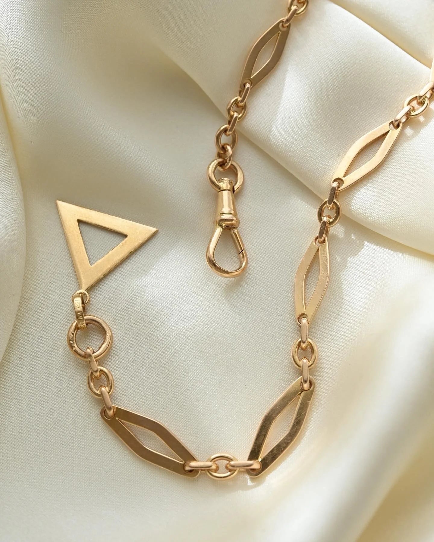Unreal Stunning Antique Watch Chain 10.5 Inches 18K Rose Gold 1933