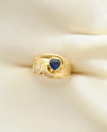 Vintage Sapphire Heart Diamond 18K Hold 1970s
