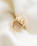 Big Bold Italian Diamond Bomb Ring Baguette Cut Diamonds 18K Gold 1980