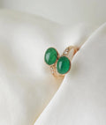 The Best Antique Emerald Bypass Toi Et Moi Ring 14K Gold