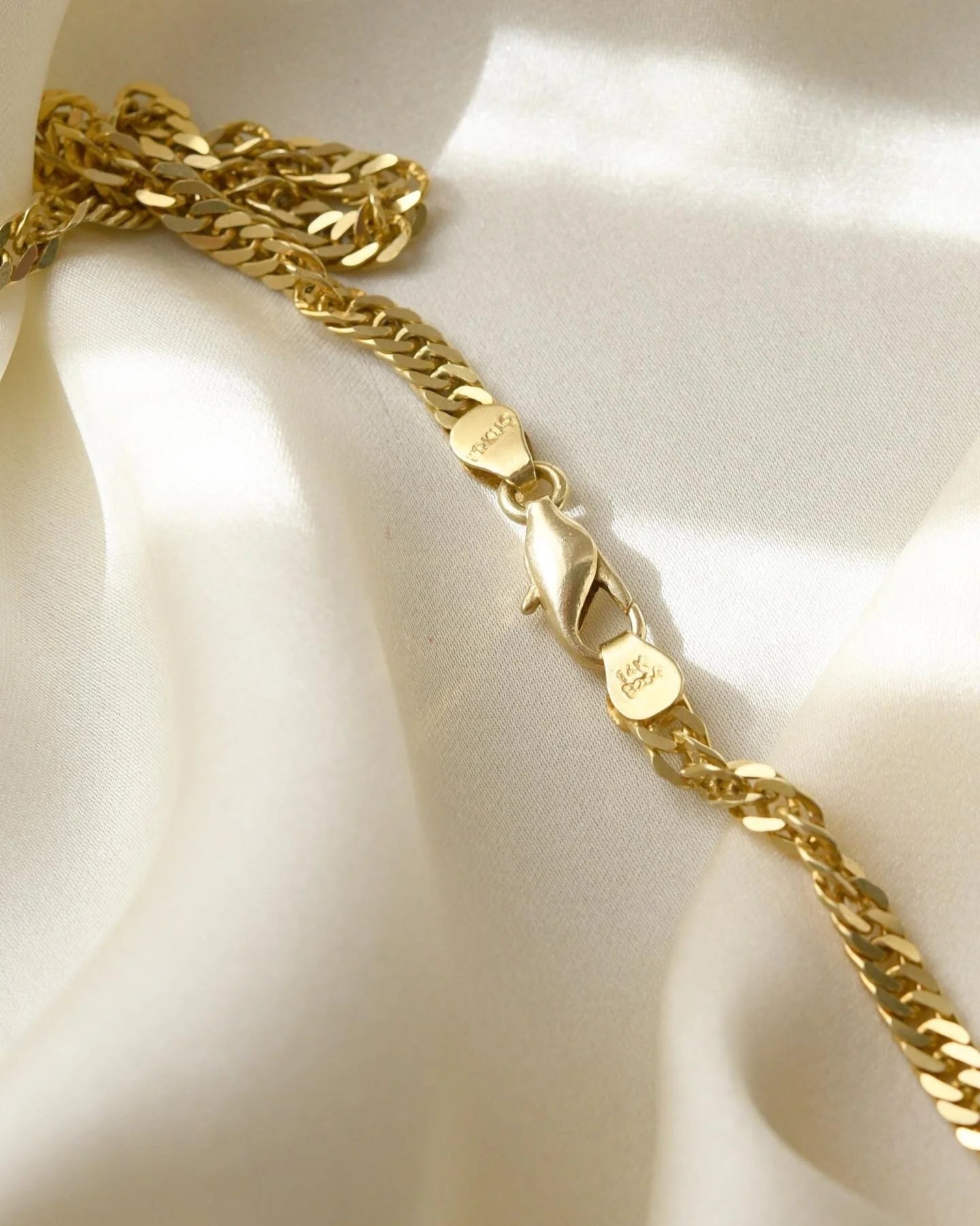 Rare Twisted Curb Chain 14K Gold 1970s