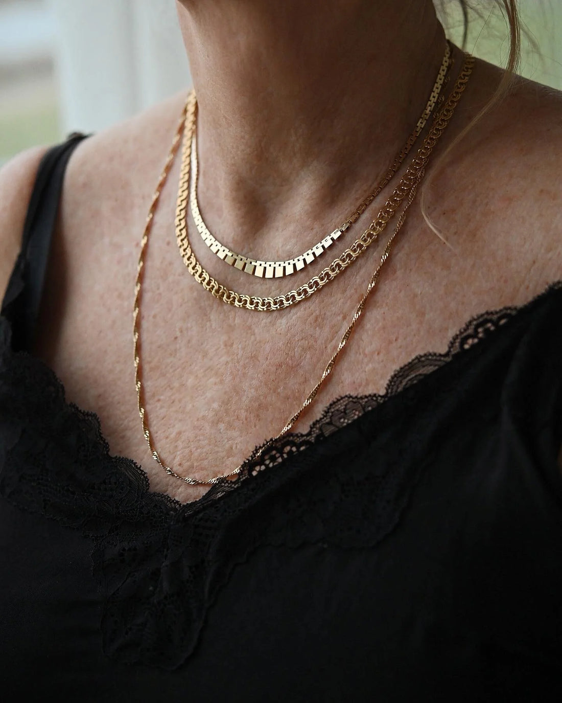 Vintage Baby Brick Link Necklace 17 Inches 14K Gold
